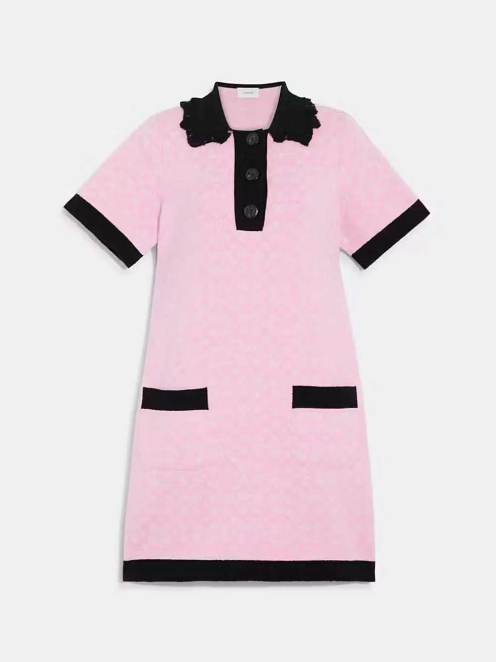 Coach Pink Floral Knit Polo Dress - Picture 2 of 8